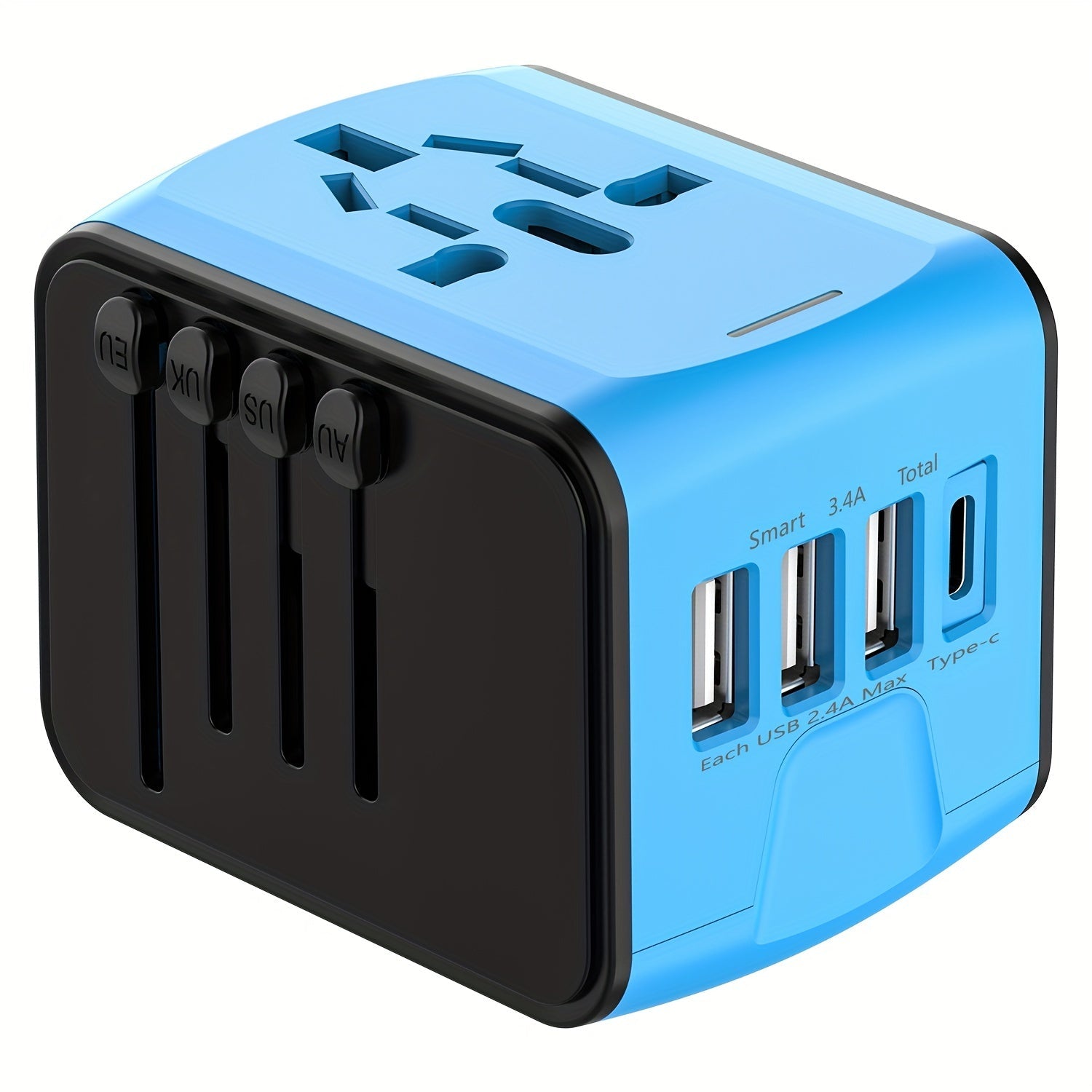 Adaptateur de voyage universel avec 4 connexions USB et compatibilité de type C-Global, fonctions de sécurité à charge rapide 0