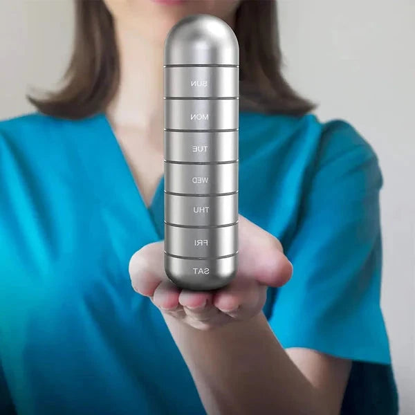 Aluminium 7 jours Organisateur de pilules portables pour voyager, Pill Box Pill Container 5