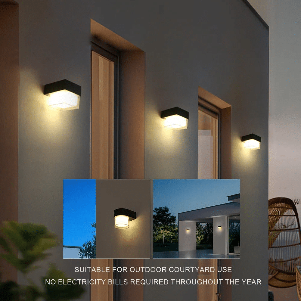 Applique murale solaire d'extérieur – Étanche, économe en énergie, design moderne, IP65, éclairage LED 4 W 2