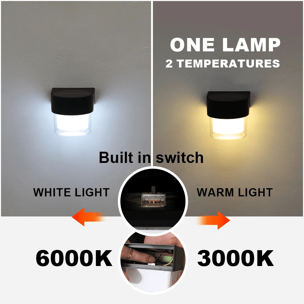 Applique murale solaire d'extérieur – Étanche, économe en énergie, design moderne, IP65, éclairage LED 4 W 3