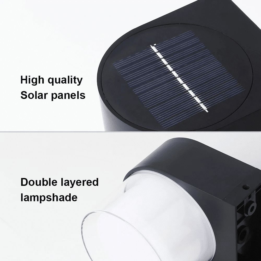 Applique murale solaire d'extérieur – Étanche, économe en énergie, design moderne, IP65, éclairage LED 4 W 4