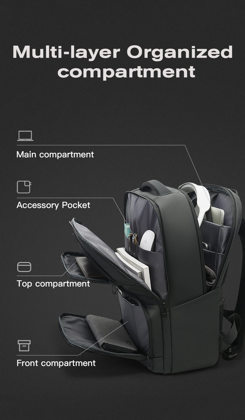 BANGE Nouveau sac à dos d'école de commerce imperméable et organisé 5