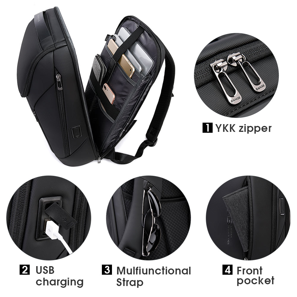 BANGE Nouveau sac à dos pour ordinateur portable 15,6 pouces pour hommes et femmes 3