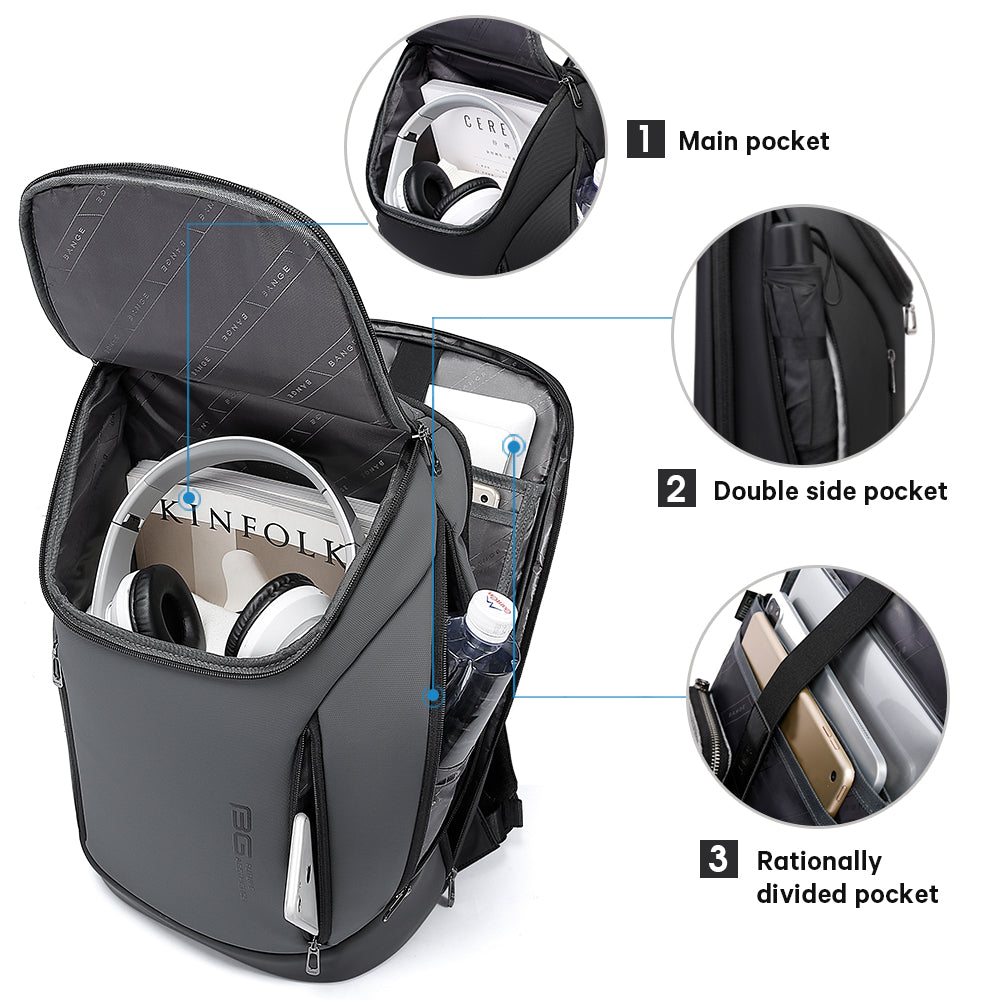 BANGE Nouveau sac à dos pour ordinateur portable 15,6 pouces pour hommes et femmes 8