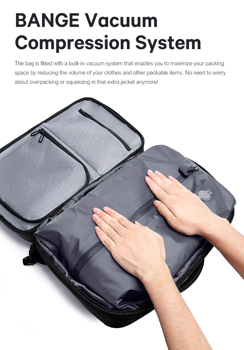 BANGE Sac à dos étanche à compression sous vide pour homme, 50 L, avec serrure TSA, offre spéciale, nouveauté 1