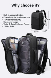 BANGE Sac à dos étanche à compression sous vide pour homme, 50 L, avec serrure TSA, offre spéciale, nouveauté 2