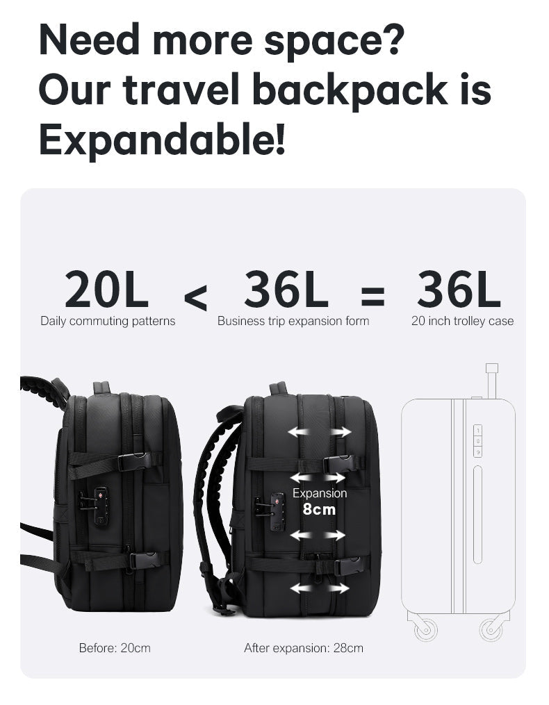 BANGE Sac à dos étanche à compression sous vide pour homme, 50 L, avec serrure TSA, offre spéciale, nouveauté 4