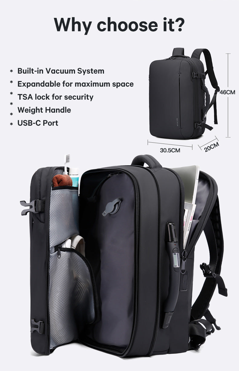 BANGE Sac à dos étanche pour ordinateur portable 50 L avec serrure TSA et port USB 3