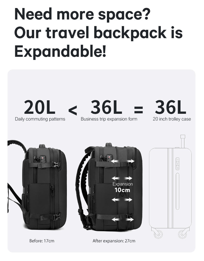 BANGE Sac à dos étanche pour ordinateur portable 50 L avec serrure TSA et port USB 7
