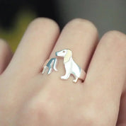 Bague Teckel ajustable – Bague artistique argentée au design ajouré 3