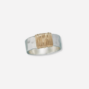 Bague élégante en argent avec accents dorés – Modèle unique fait main 0