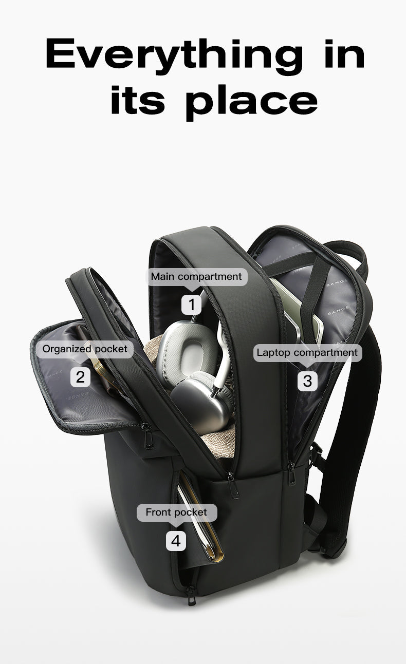 Best-seller BANGE : Sac à dos fin et étanche pour ordinateur portable 15,6 pouces, idéal pour le travail et l'école 4