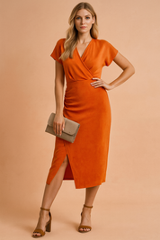 Blouse Femme Élégante Décolleté V Fente Midi 0