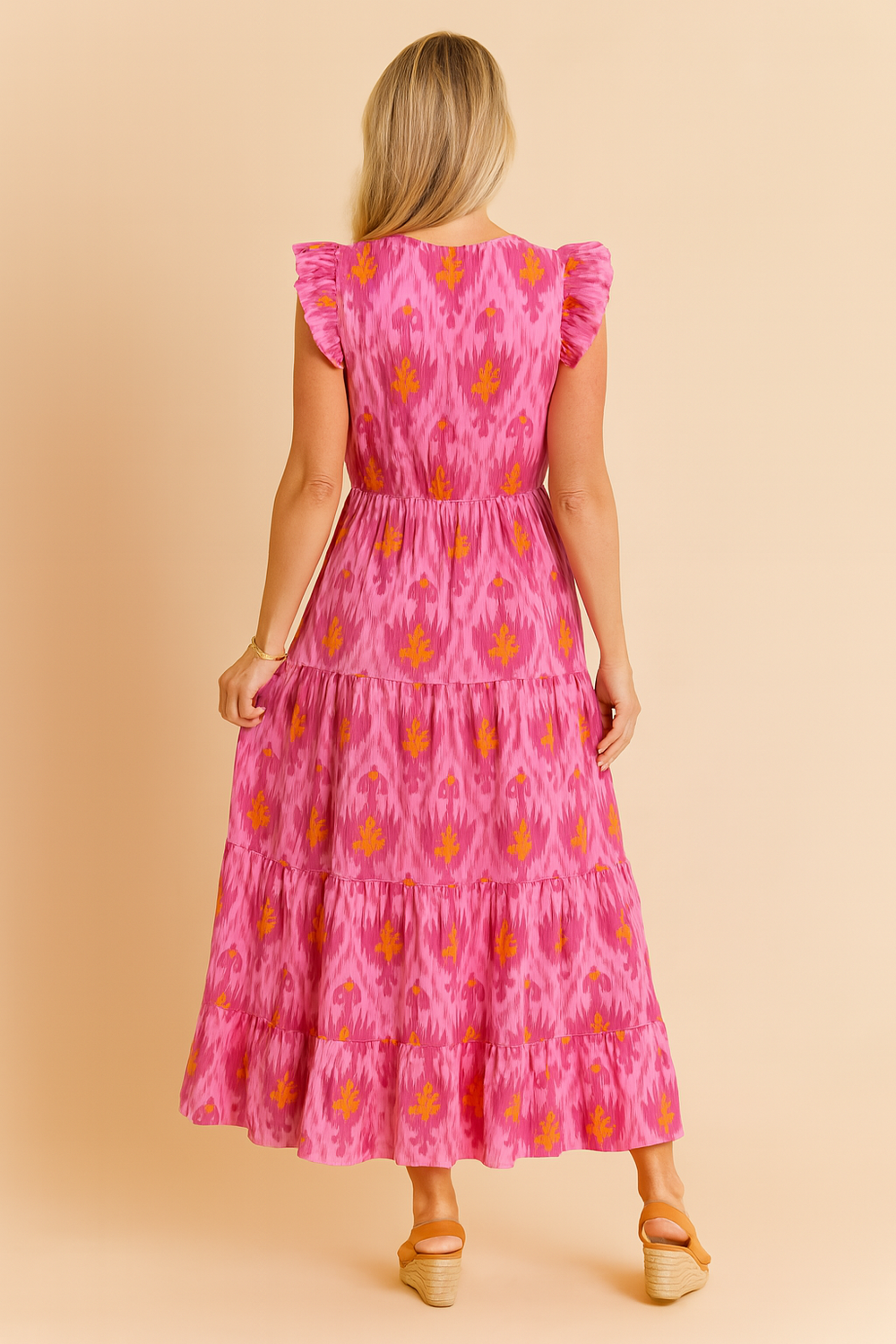 Boho Ruffled Maxi Dress for Women - Summer Ethnic Pattern Dress 1