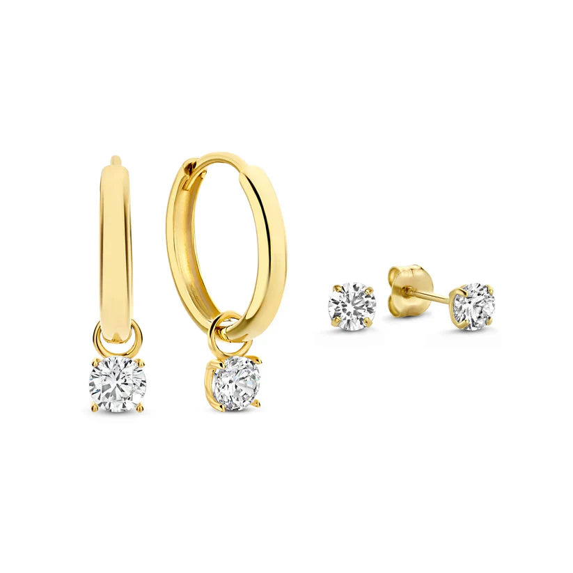 Boucles d'oreilles en or ornées de pierres étincelantes – Bijoux élégants pour le quotidien et les occasions spéciales 0