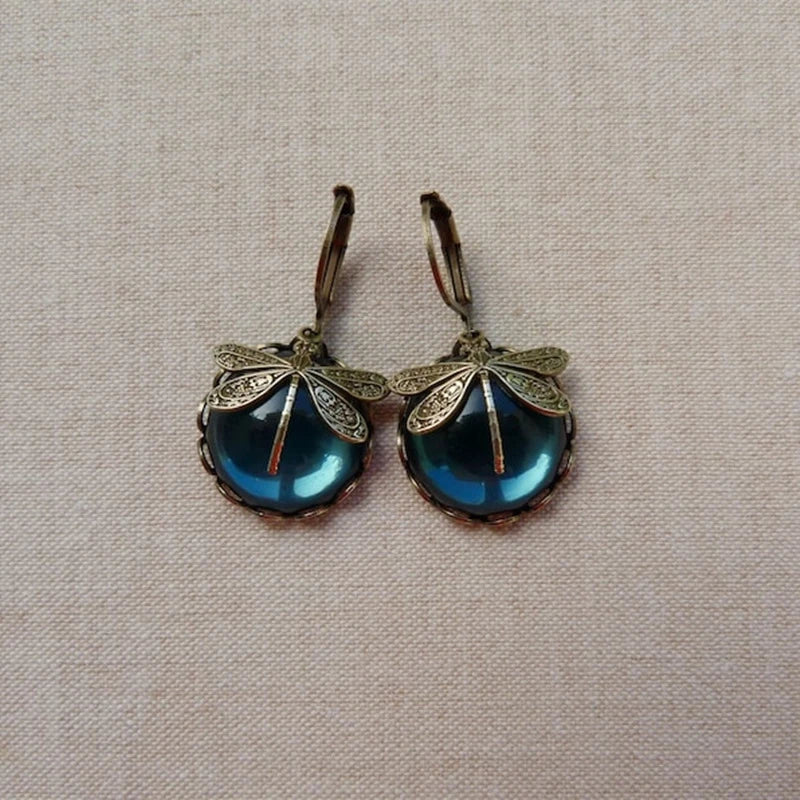 Boucles d'oreilles libellule en cristal antique – Bijoux élégants 4