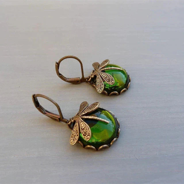 Boucles d'oreilles libellule en cristal antique – Bijoux élégants 7