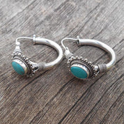 Boucles d'oreilles turquoise rétro – Bijoux élégants pour toutes les occasions, clous d'oreilles en métal 0