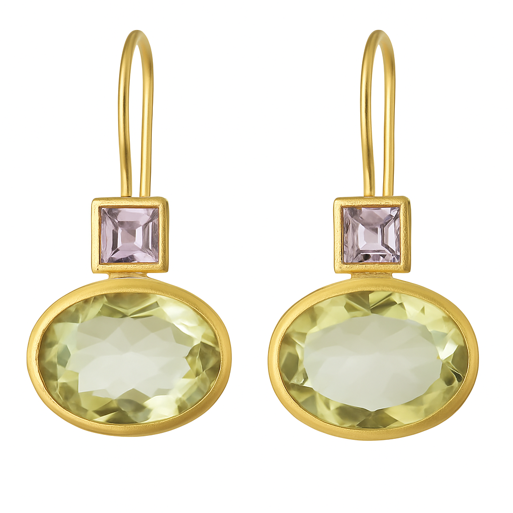 Boucles d'oreilles vintage dorées avec cristal vert – Bijoux élégants 0