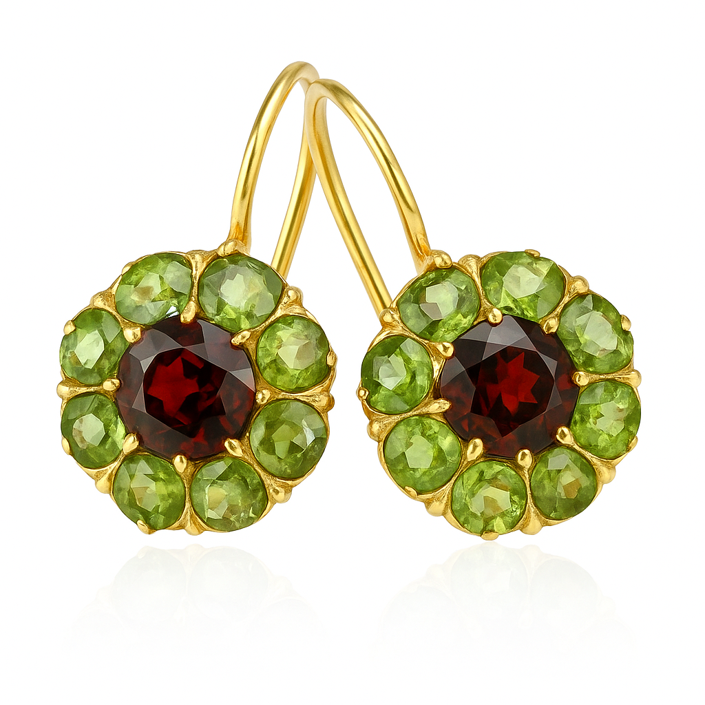 Boucles d'oreilles vintage ornées de cristaux verts et rouges – Bijoux élégants 0