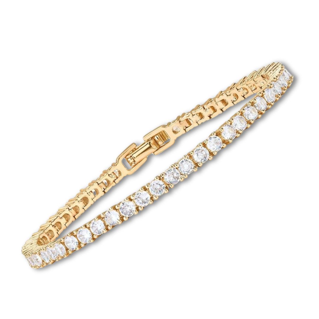 Bracelet de tennis en moissanite dorée pour femme - Bijou élégant pour toutes les occasions, taille ajustable 0