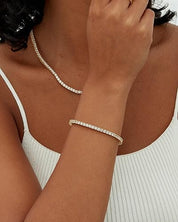 Bracelet de tennis en moissanite dorée pour femme - Bijou élégant pour toutes les occasions, taille ajustable 1