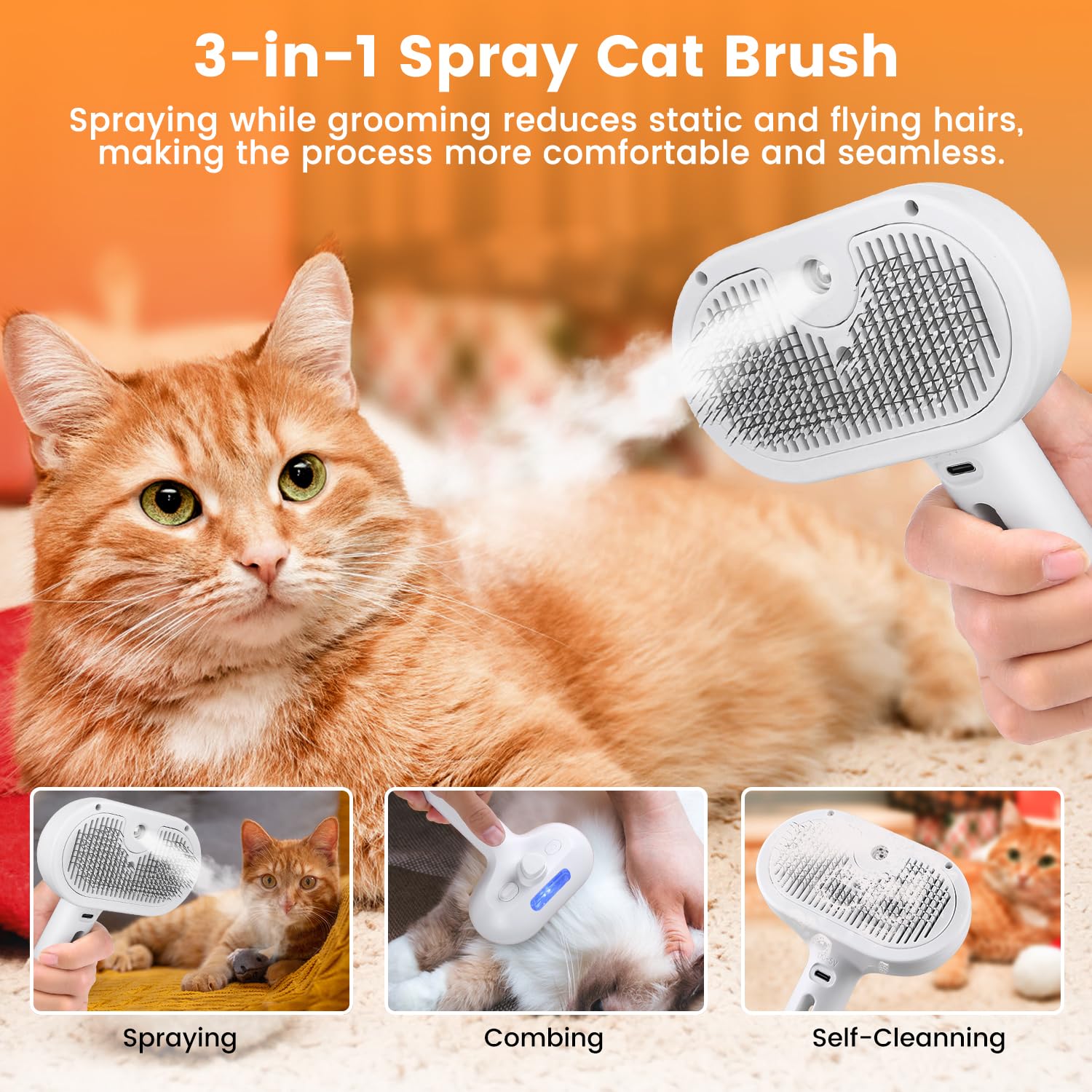Brosse vapeur pour chats et chiens 1