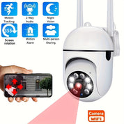 Caméra de surveillance sans fil intelligente avec résolution HD 1080p, vision nocturne couleur, audio bidirectionnel, utilisation intérieure / extérieure 3
