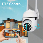 Caméra de surveillance sans fil intelligente avec résolution HD 1080p, vision nocturne couleur, audio bidirectionnel, utilisation intérieure / extérieure 5