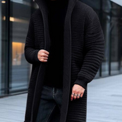 Cardigan d'hiver en tricot à col montant pour homme | Long 0