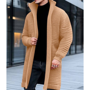Cardigan d'hiver en tricot à col montant pour homme | Long 1