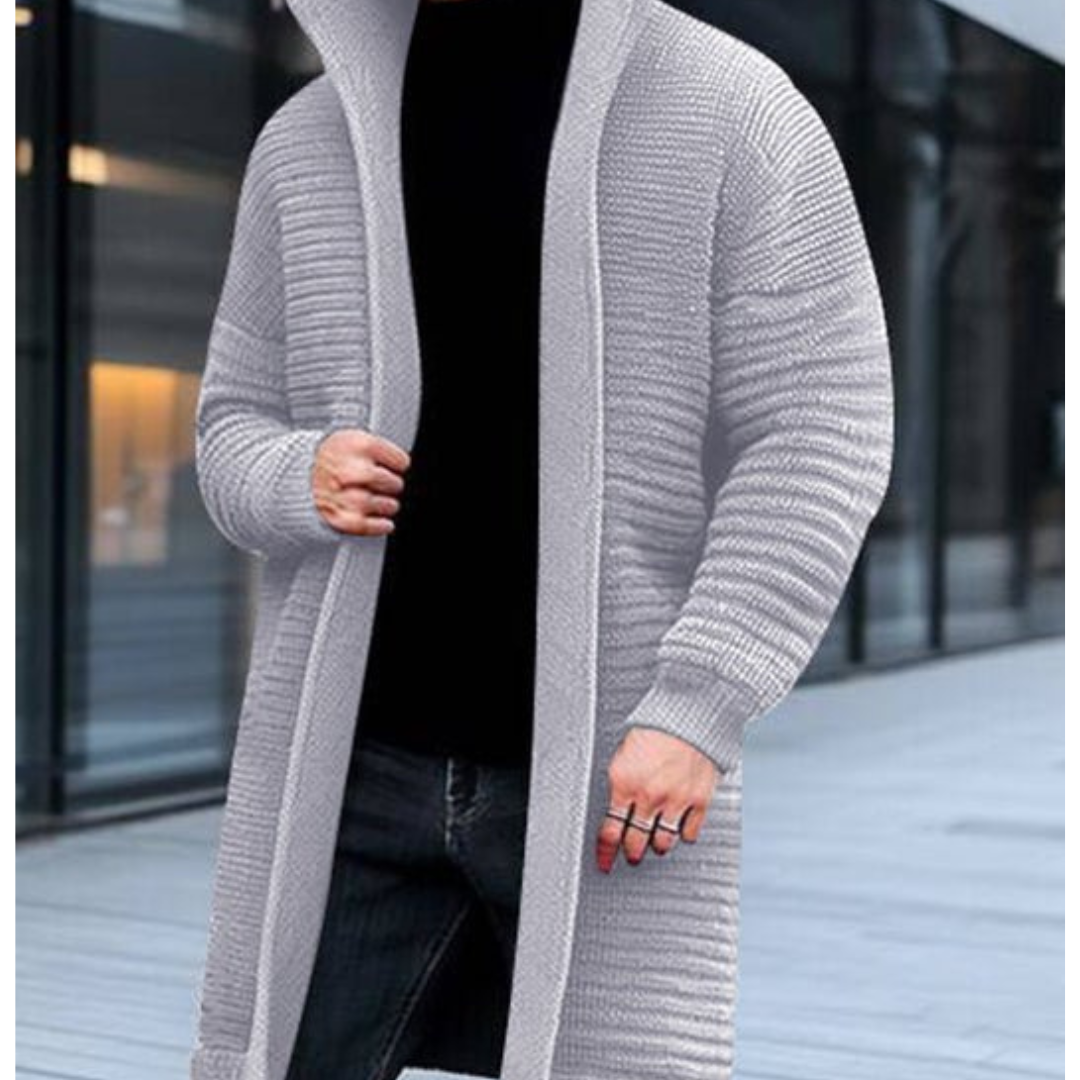 Cardigan d'hiver en tricot à col montant pour homme | Long 3