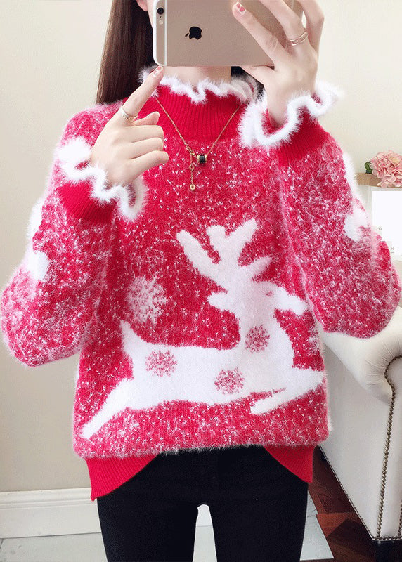 Amaryllis | Pulls douillets pour femmes avec volants et tricot épais en vison
