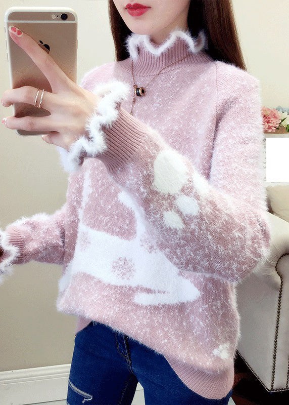 Amaryllis | Pulls douillets pour femmes avec volants et tricot épais en vison