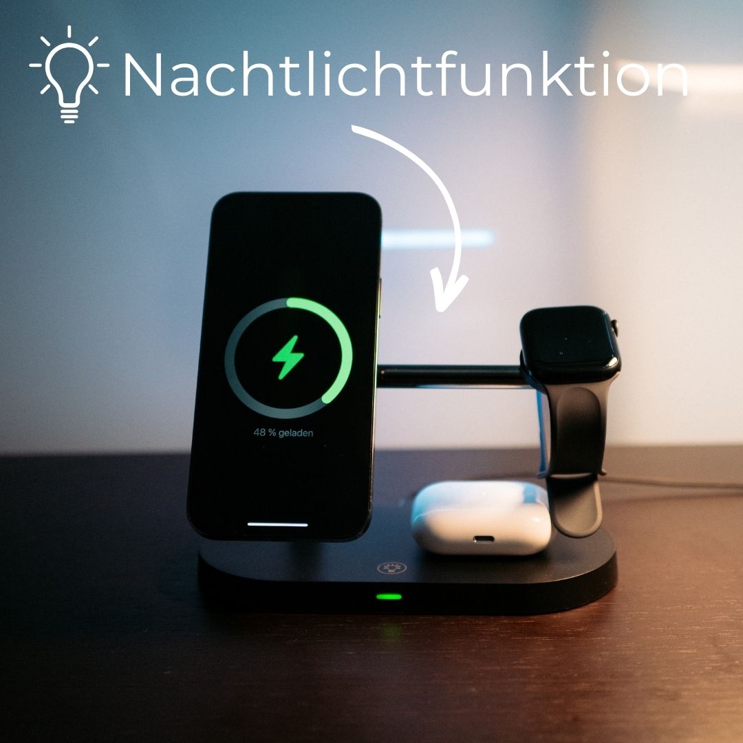 Chargeur 3 en 1 sans fil pour smartphone, smartwatch et Speed Speed Station avec un design moderne 4