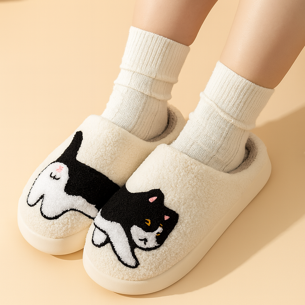 Chaussons chat femme | Chaussons chauds, confortables et antidérapants pour l'hiver 1