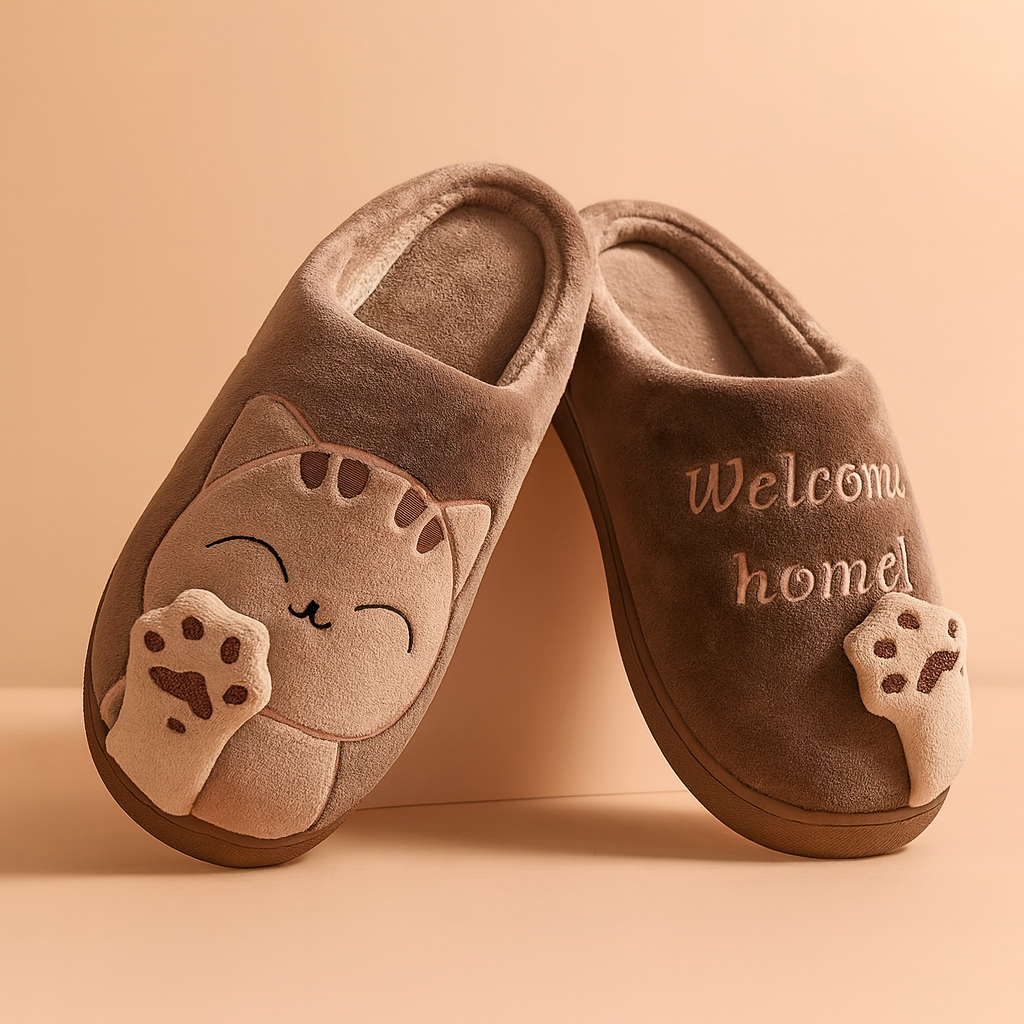 Chaussons chat femme | Chaussons doux, chauds et antidérapants pour l'hiver 0