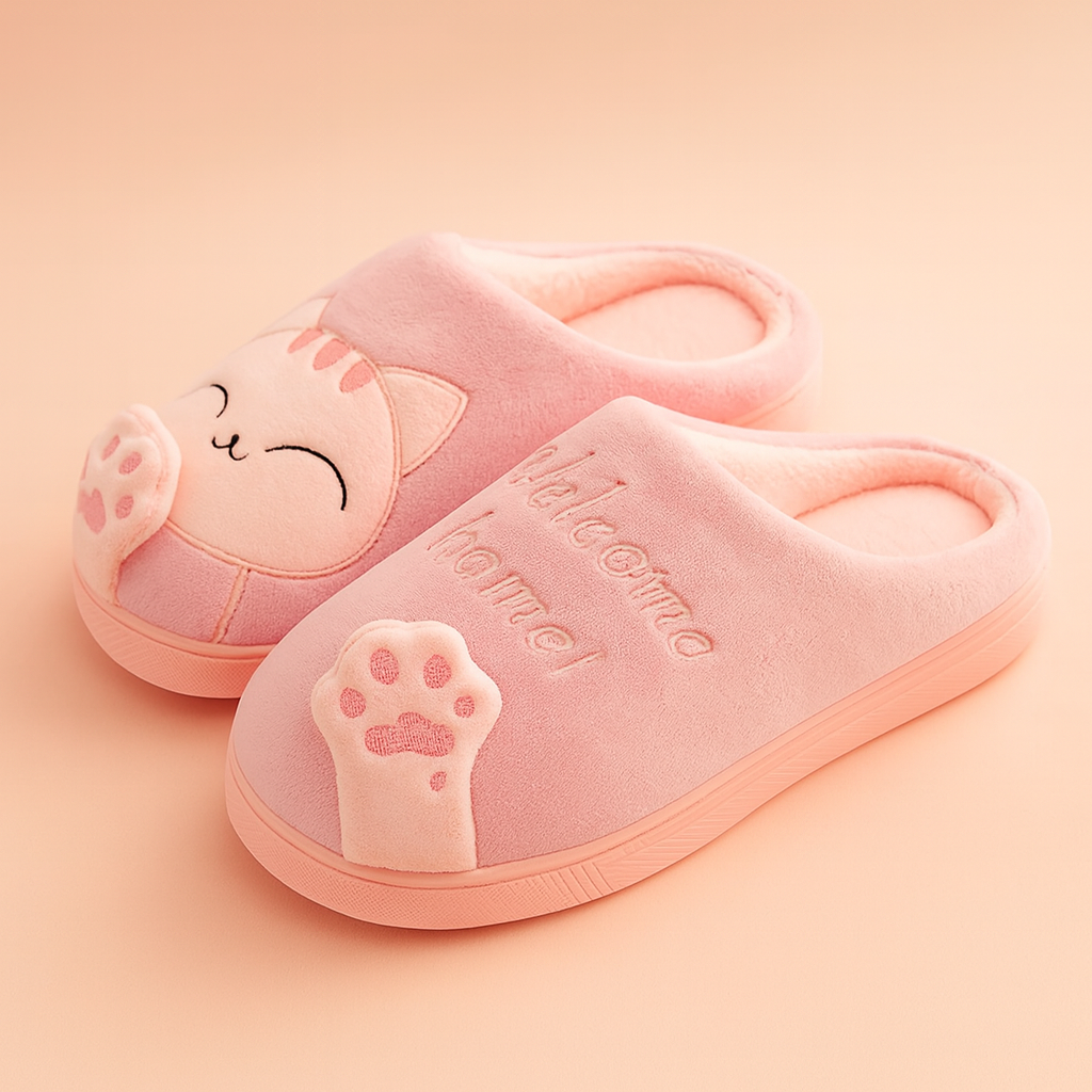 Chaussons chat femme | Chaussons doux, chauds et antidérapants pour l'hiver 1
