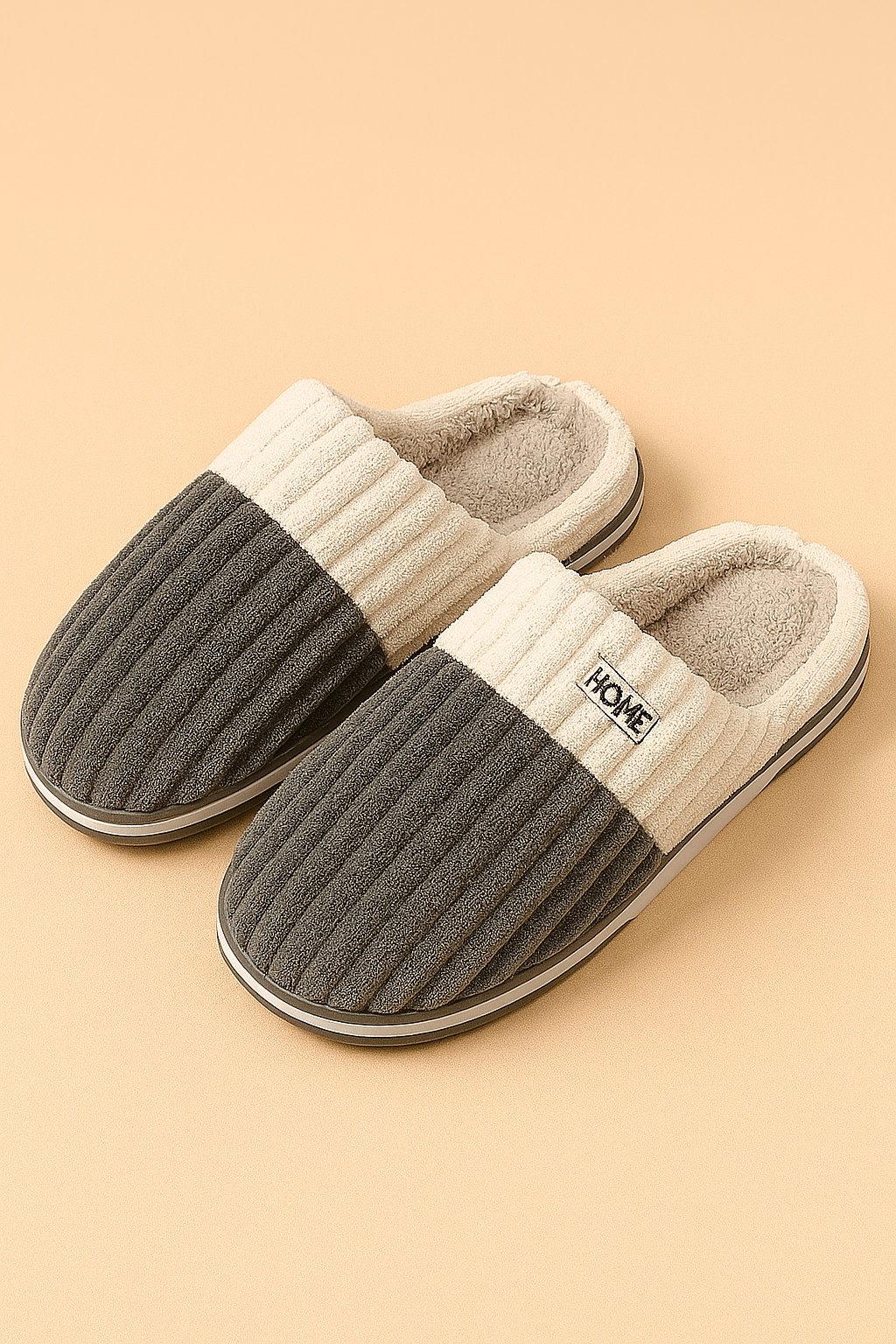 Chaussons d'hiver rayés pour homme | Chaussons chauds à enfiler 0
