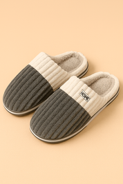 Chaussons d'hiver rayés pour homme | Chaussons chauds à enfiler 0