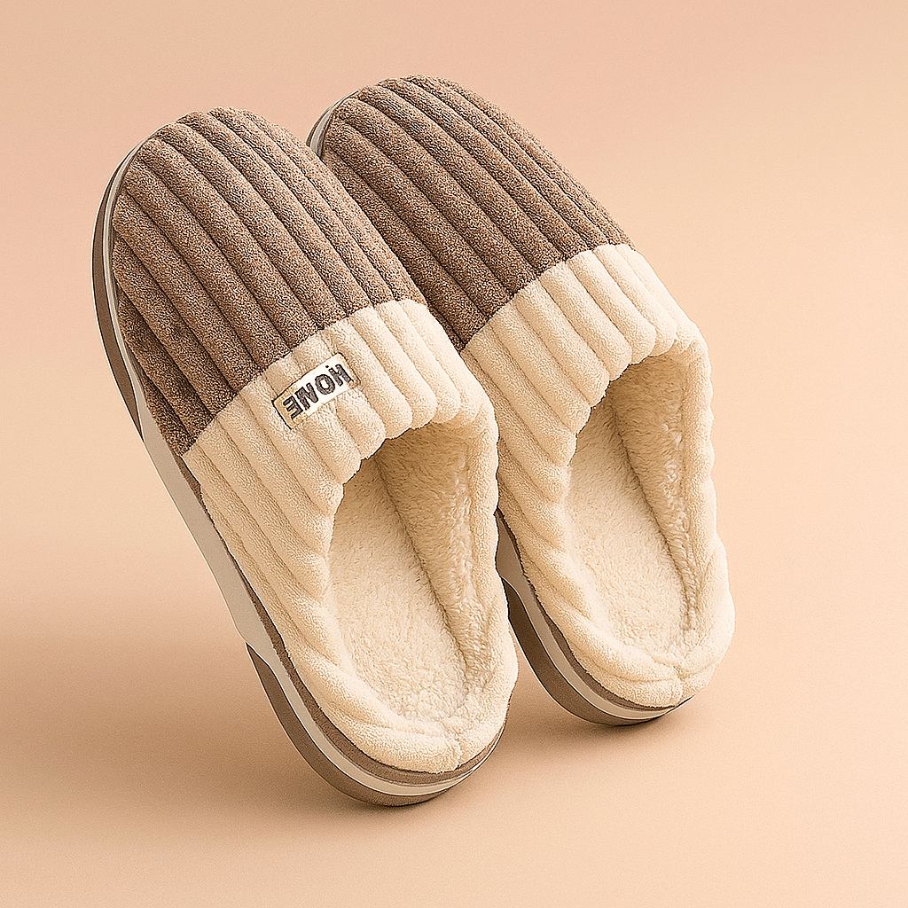 Chaussons d'hiver rayés pour homme | Chaussons chauds à enfiler 3
