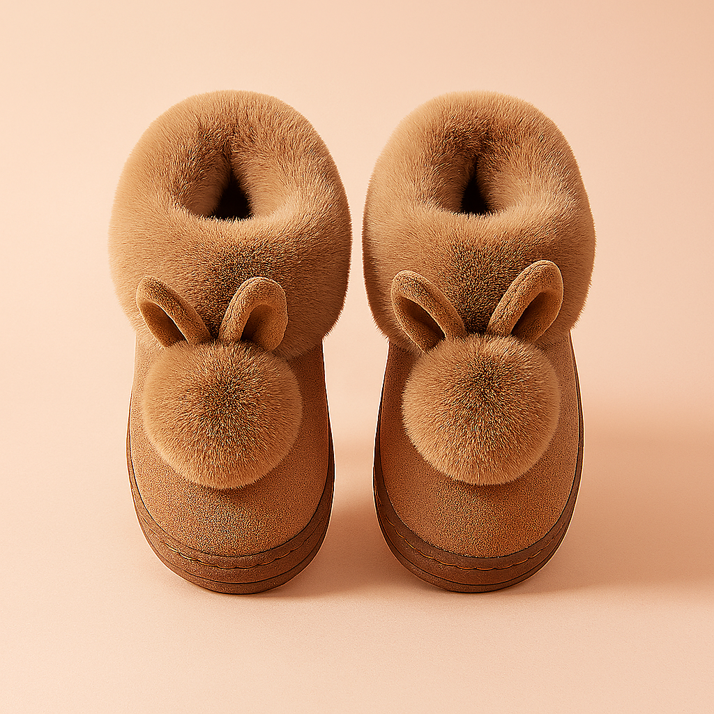 Chaussons femme motif lapin pour l'hiver | Chauds et mignons 1