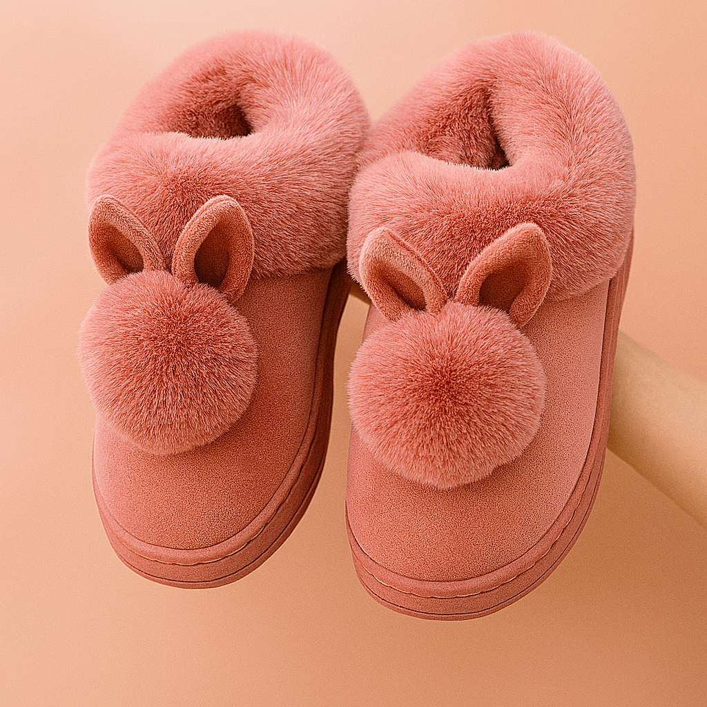 Chaussons femme motif lapin pour l'hiver | Chauds et mignons 2