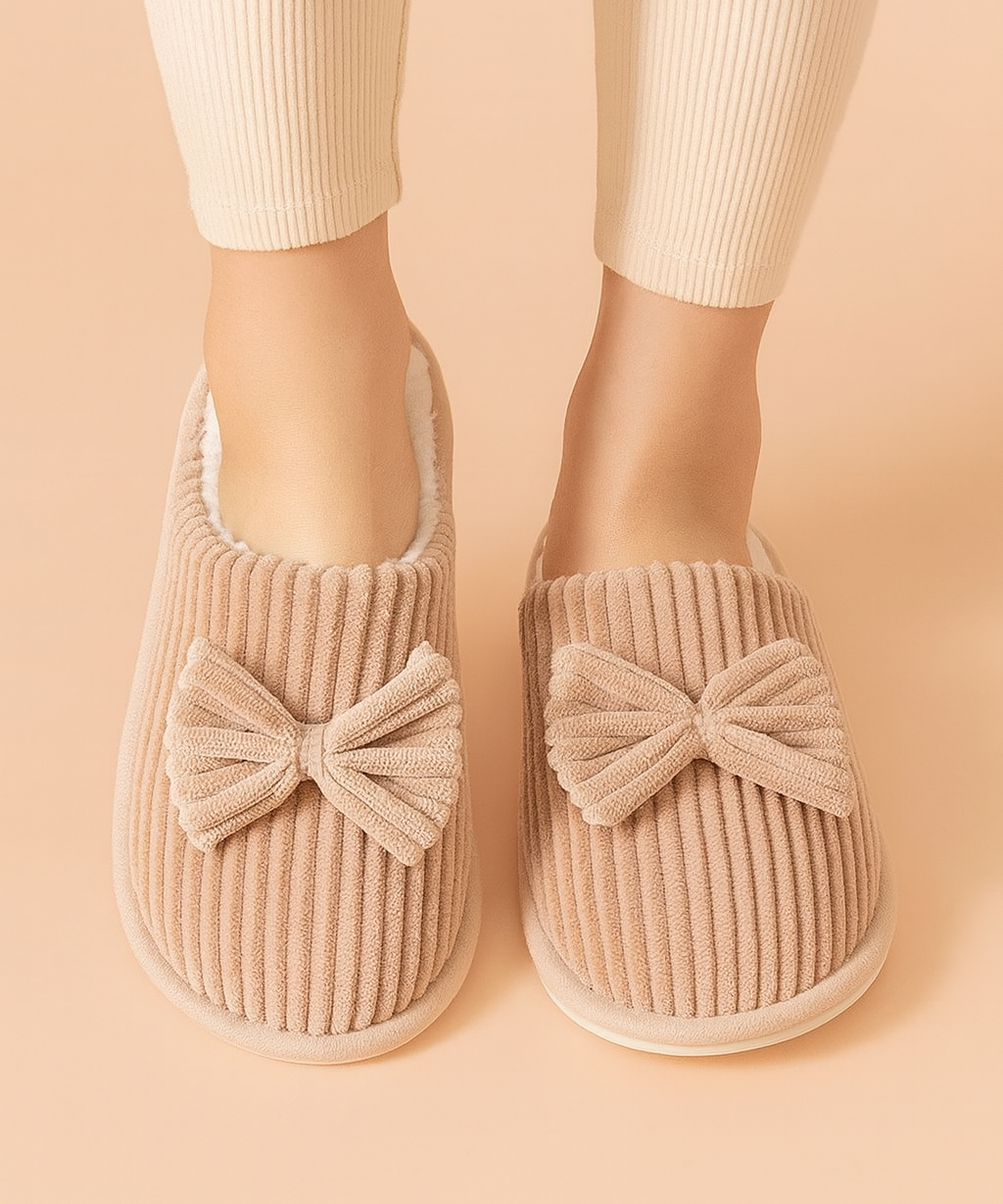 Chaussons pour femme avec nœud | Chaussons chauds, doux et confortables 0