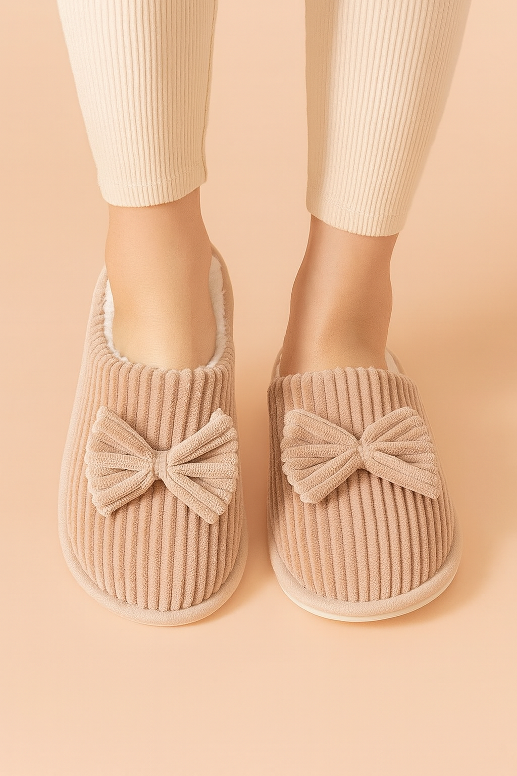 Chaussons pour femme avec nœud | Chaussons chauds, doux et confortables 0