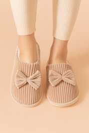 Chaussons pour femme avec nœud | Chaussons chauds, doux et confortables 0