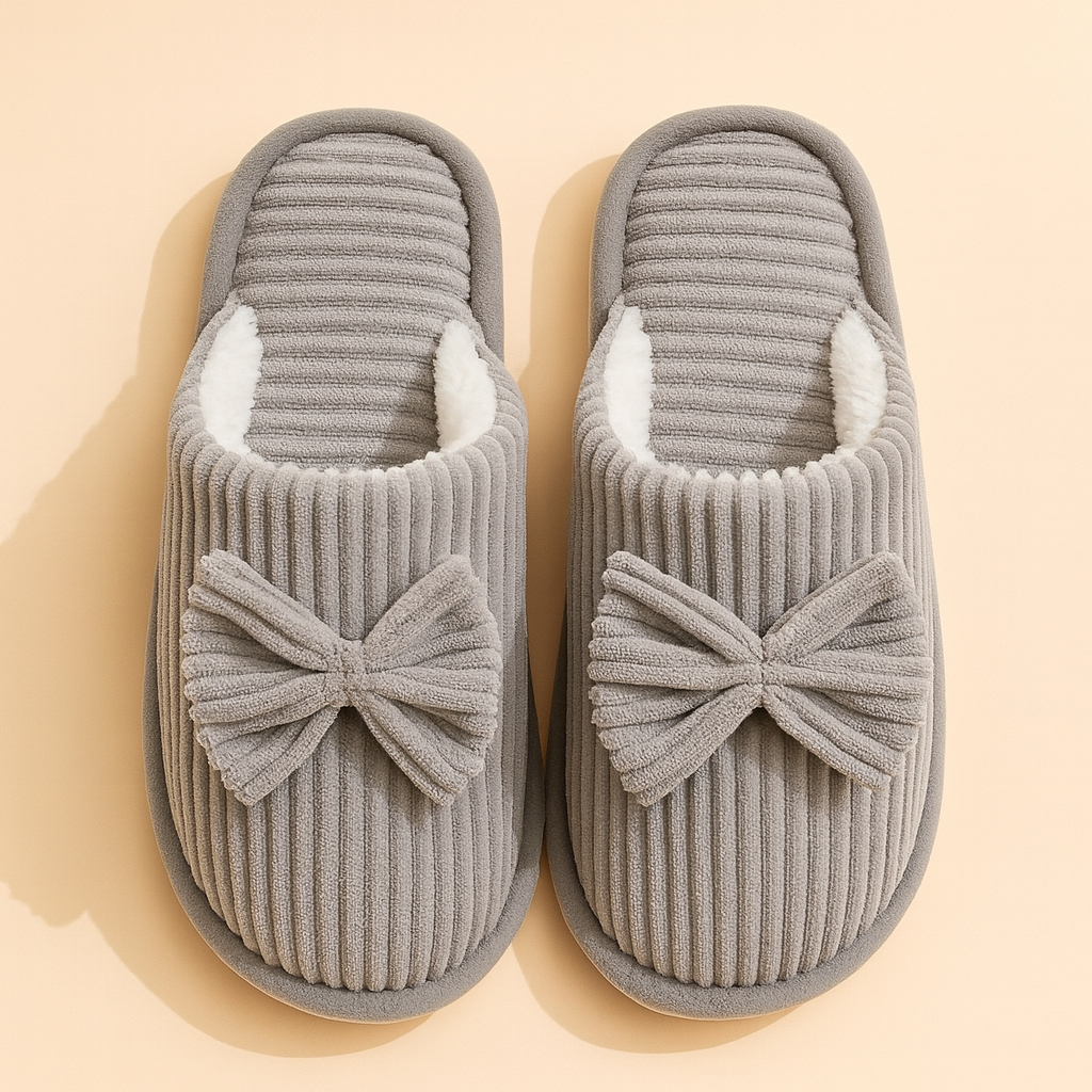 Chaussons pour femme avec nœud | Chaussons chauds, doux et confortables 2