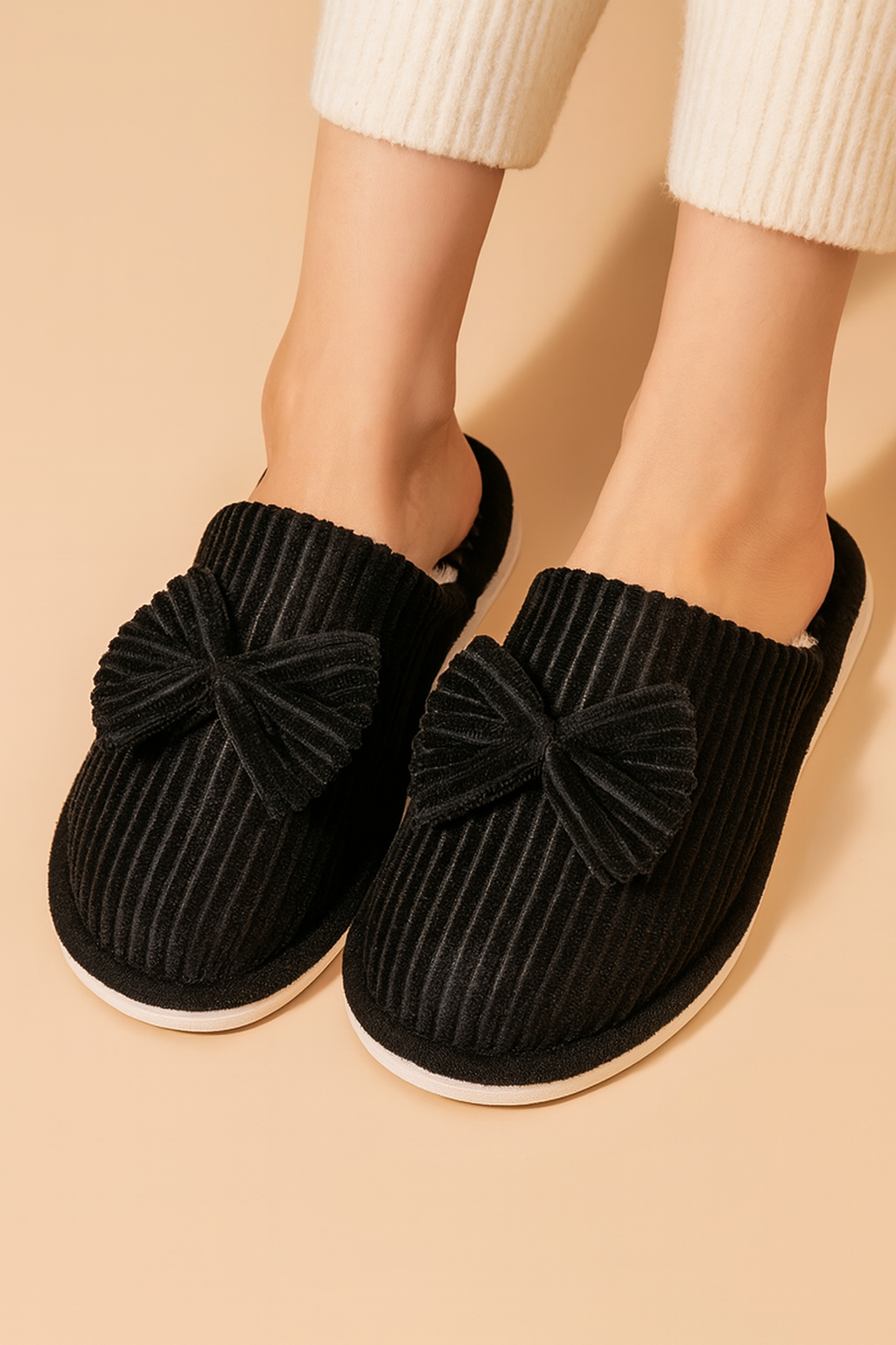 Chaussons pour femme avec nœud | Chaussons chauds, doux et confortables 3