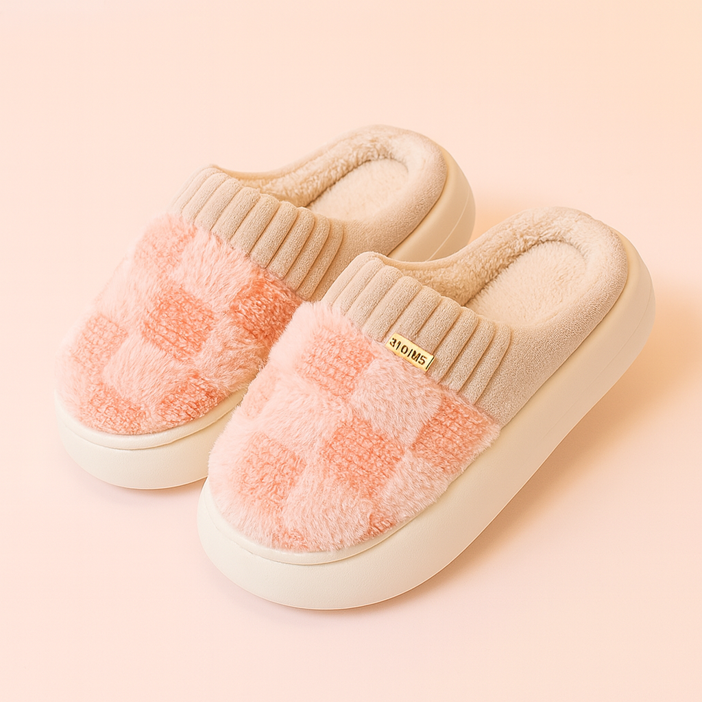 Chaussons unisexes à carreaux | Chaussons chauds, confortables et antidérapants pour l'hiver 0