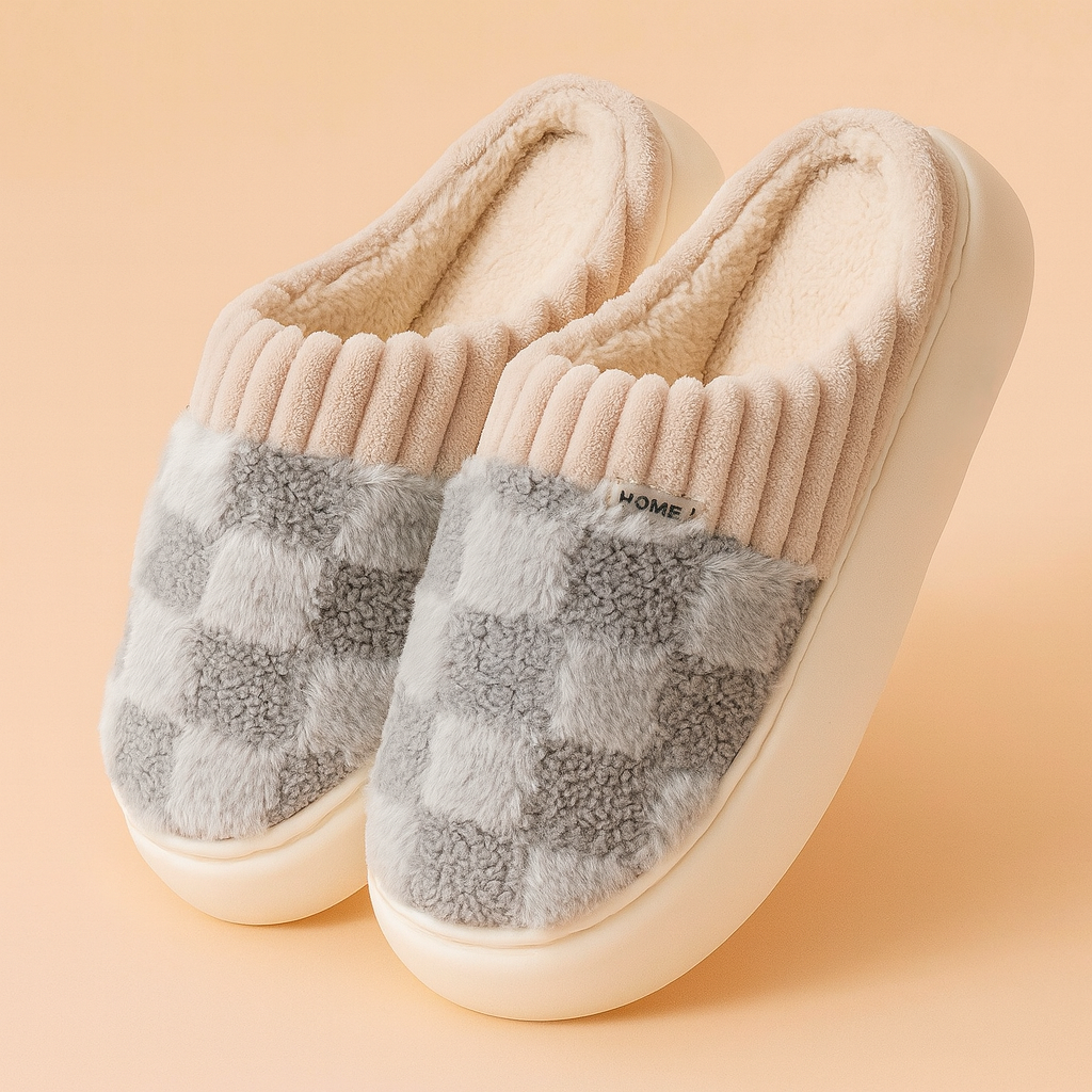Chaussons unisexes à carreaux | Chaussons chauds, confortables et antidérapants pour l'hiver 3